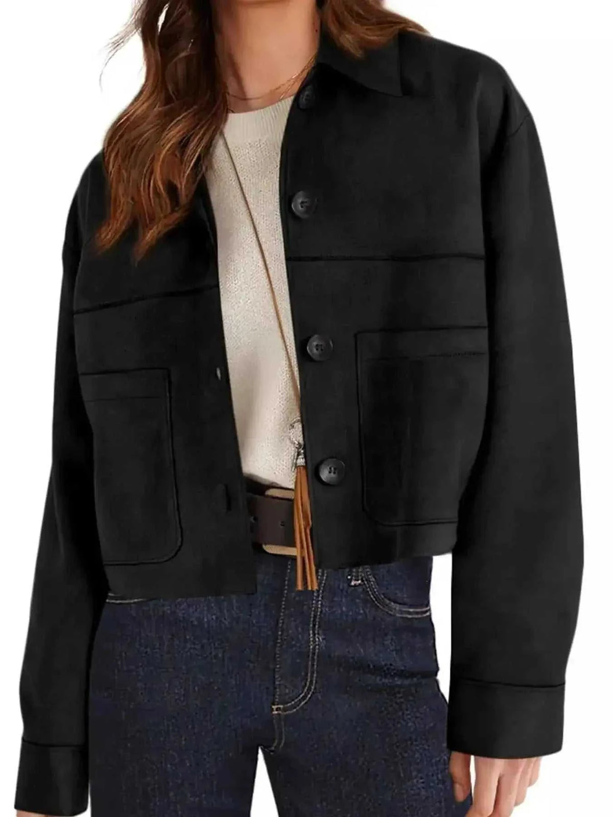 Tailored Jackets and Statement Coats: Button-Down Cropped Jacket