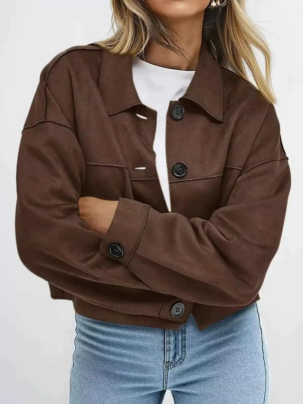 Tailored Jackets and Statement Coats: Button-Down Cropped Jacket