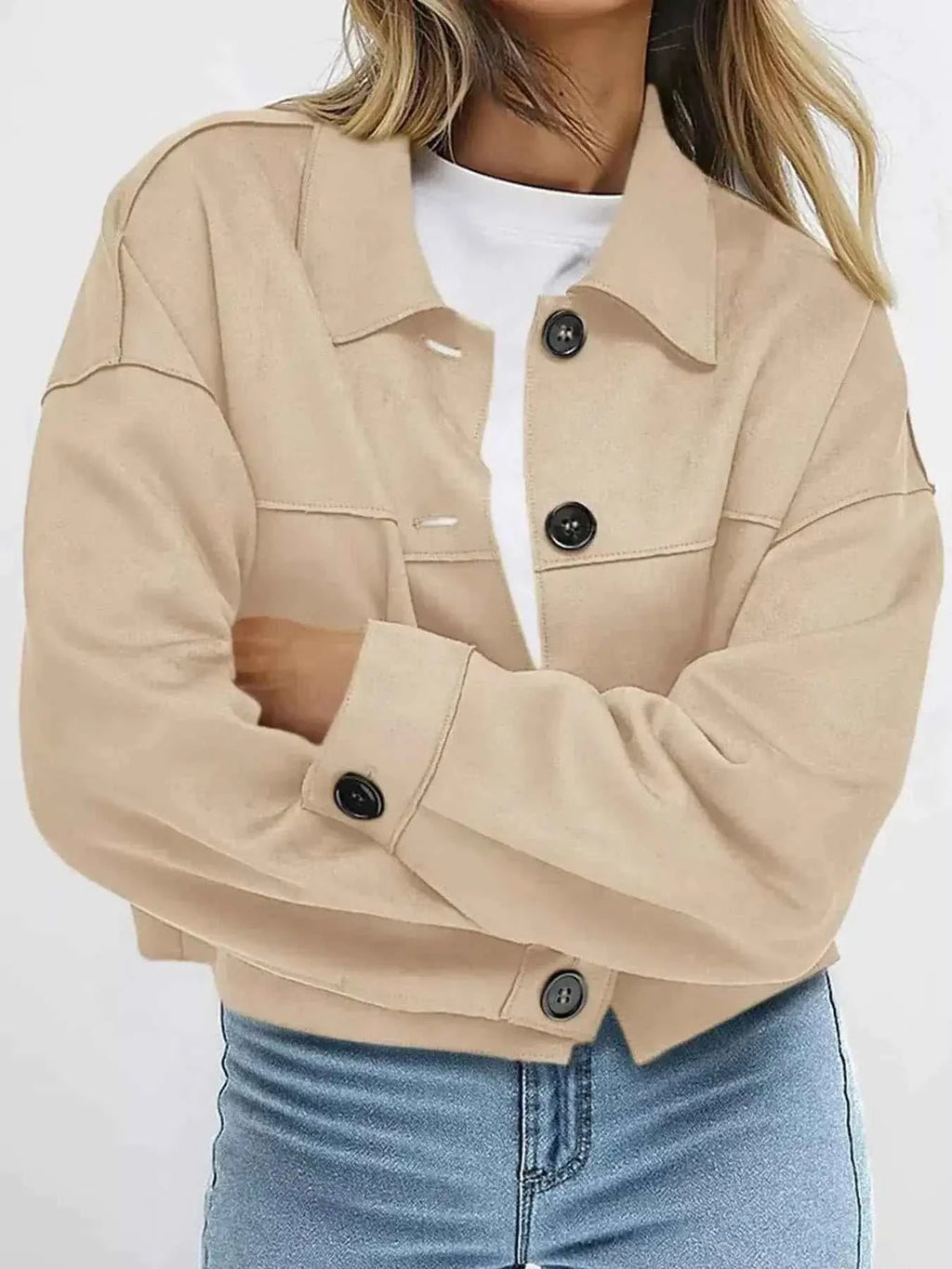 Tailored Jackets and Statement Coats: Button-Down Cropped Jacket