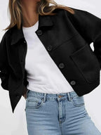 Tailored Jackets and Statement Coats: Button-Down Cropped Jacket