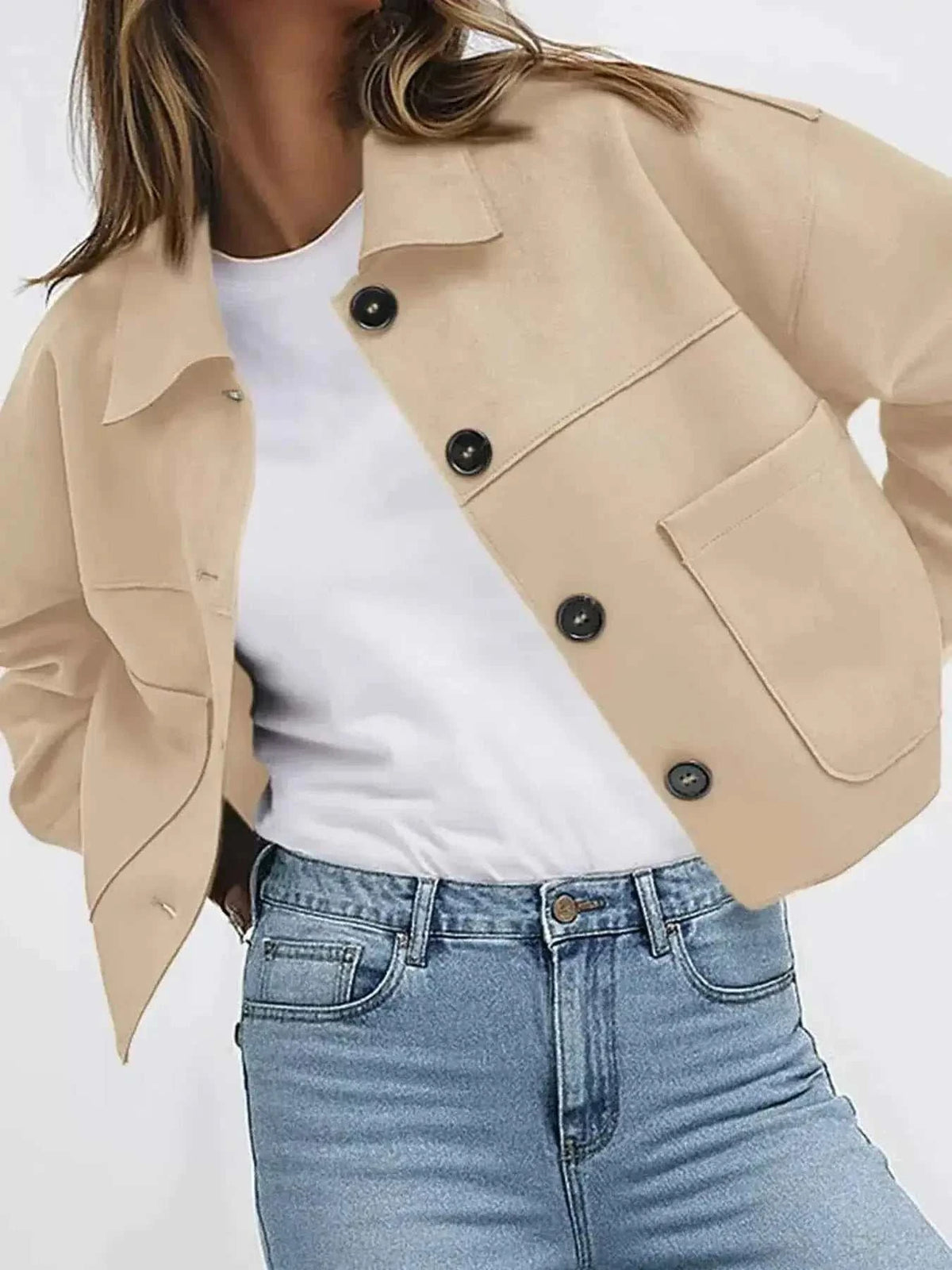 Tailored Jackets and Statement Coats: Button-Down Cropped Jacket