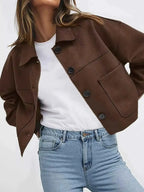 Tailored Jackets and Statement Coats: Button-Down Cropped Jacket
