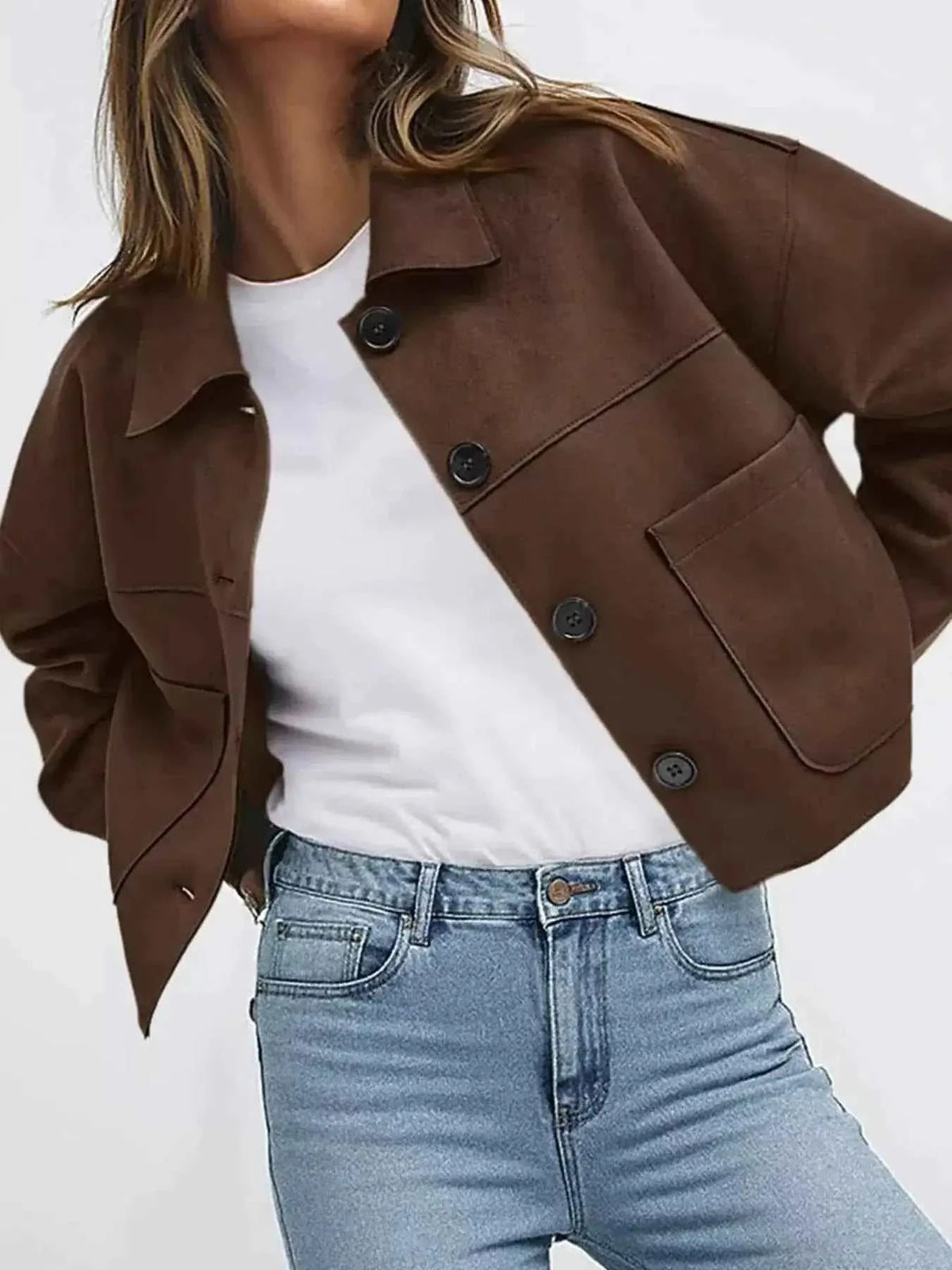 Tailored Jackets and Statement Coats: Button-Down Cropped Jacket