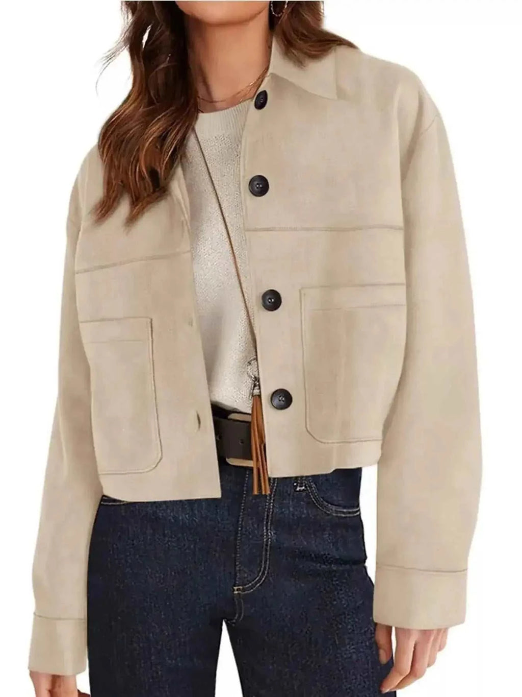Tailored Jackets and Statement Coats: Button-Down Cropped Jacket
