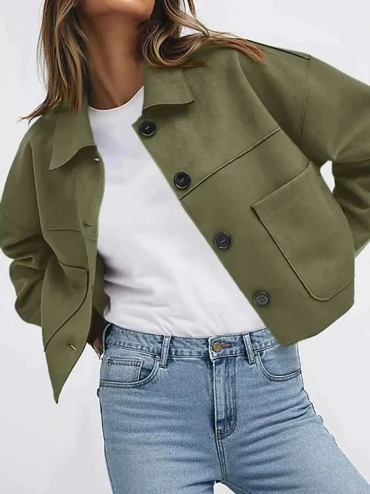 Tailored Jackets and Statement Coats: Button-Down Cropped Jacket
