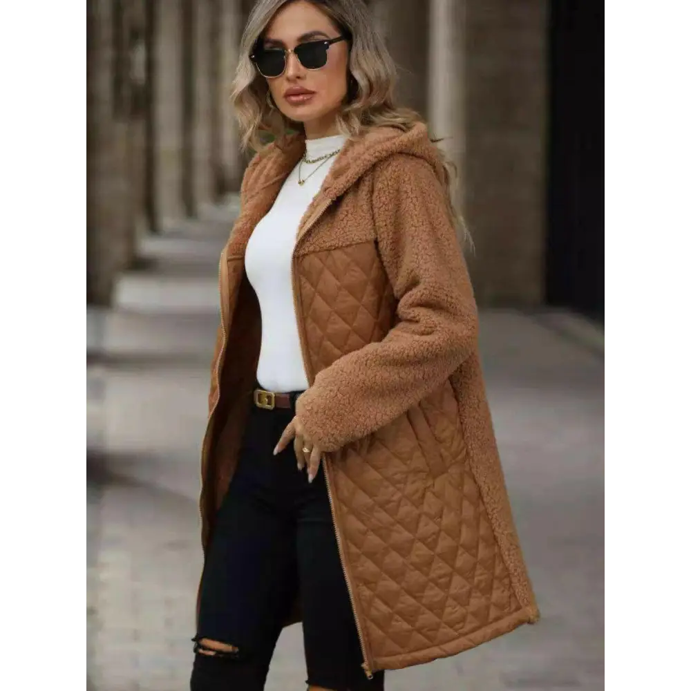 Chic elegant long sleeve hooded coat in luxury fashion for woman $45.20 basic style, offering a timeless and versatile