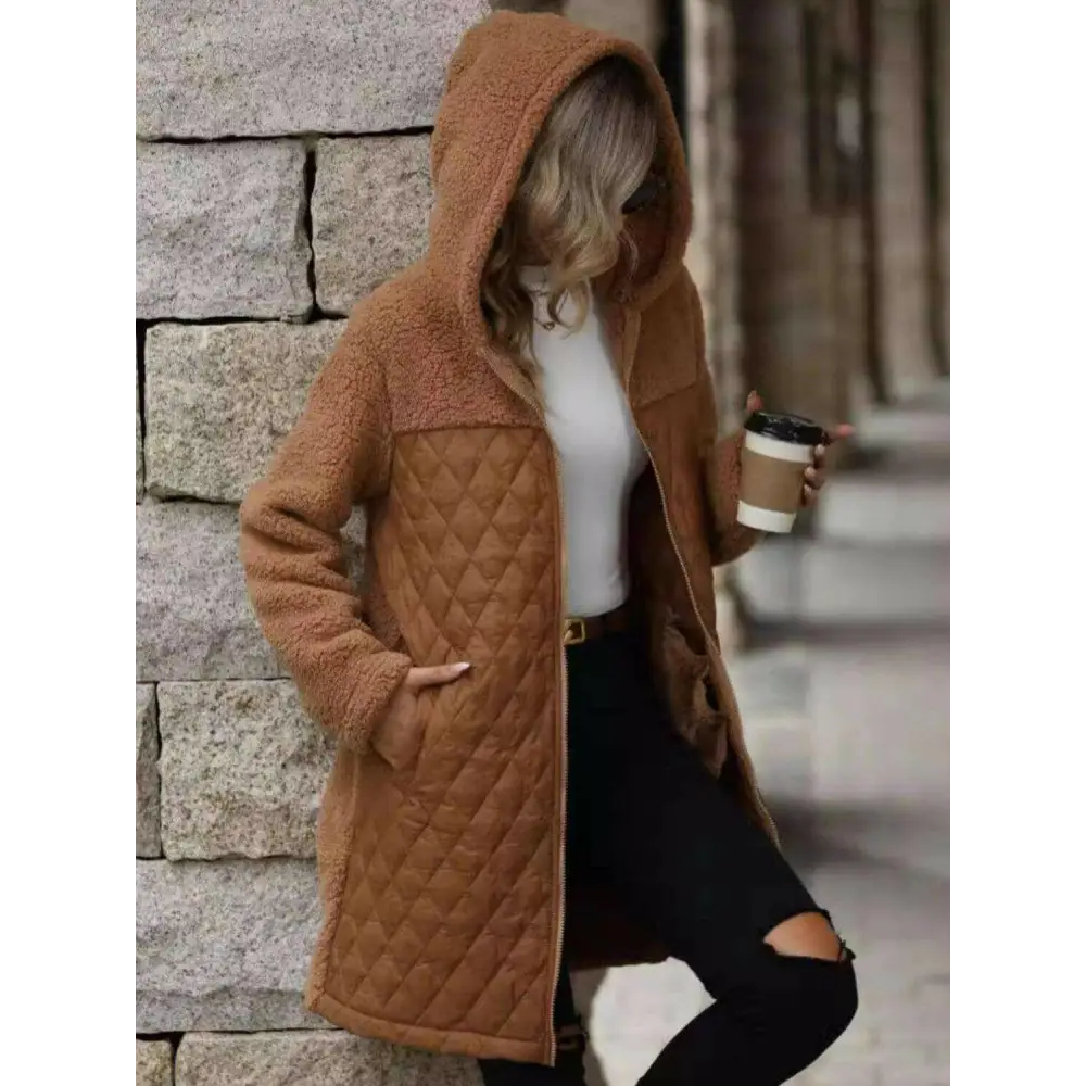 Chic elegant long sleeve hooded coat in luxury fashion for woman $45.20 basic style, offering a timeless and versatile