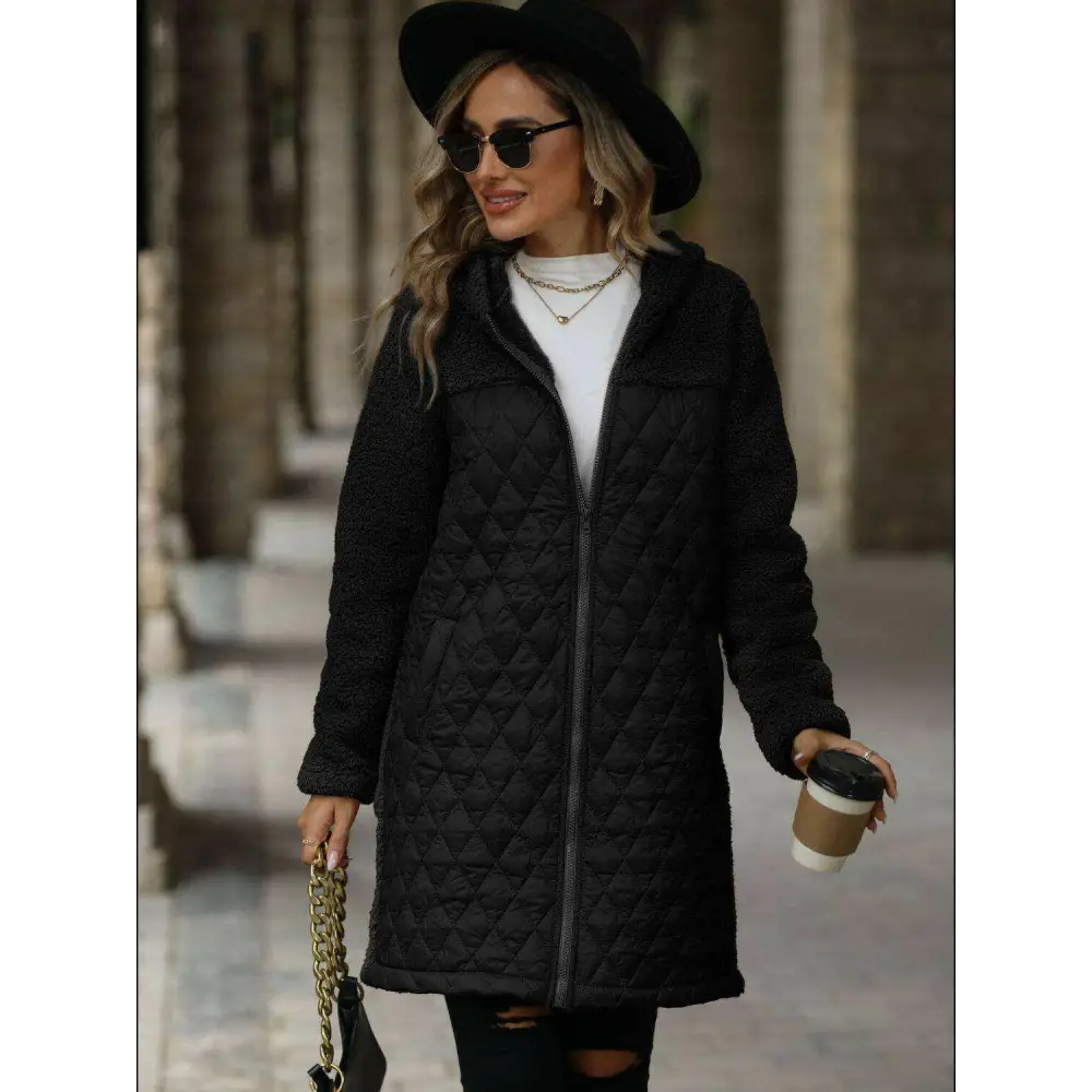 Chic elegant long sleeve hooded coat in luxury fashion for woman $45.20 basic style, offering a timeless and versatile