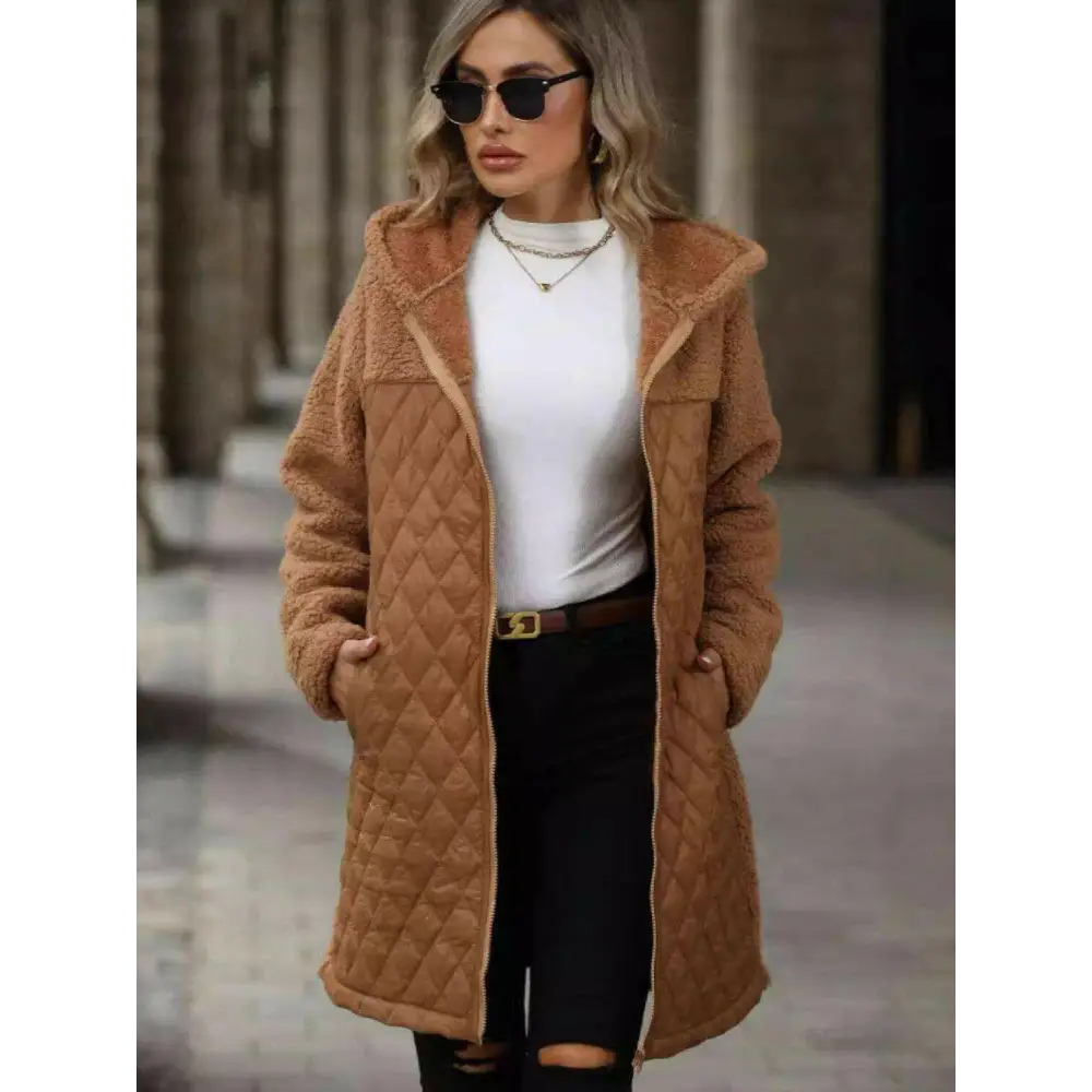 Chic elegant long sleeve hooded coat in luxury fashion for woman $45.20 basic style, offering a timeless and versatile