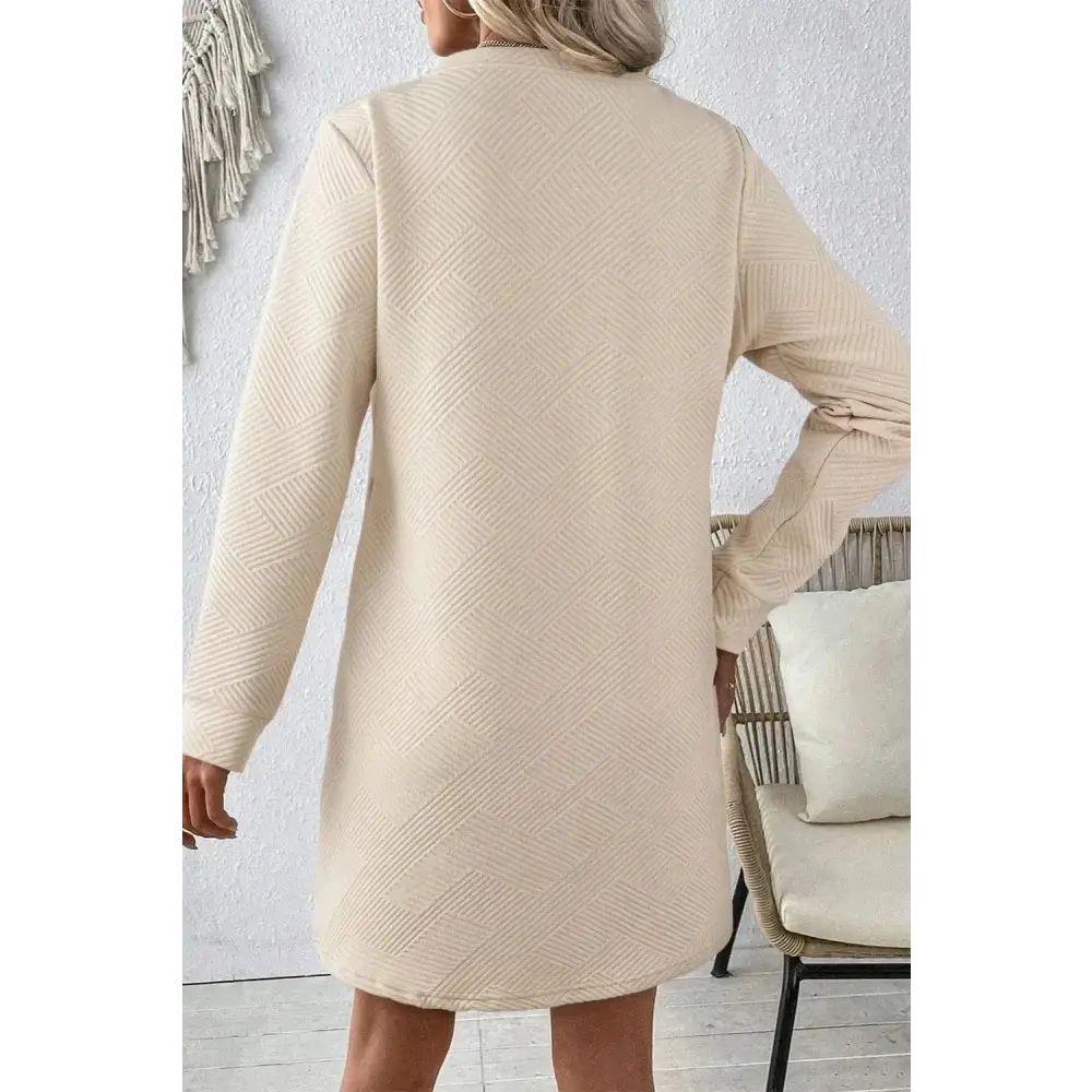 Exquisite textured round neck mini dress in luxury fashion for women $22.70 embrace a classic yet fashionable aesthetic