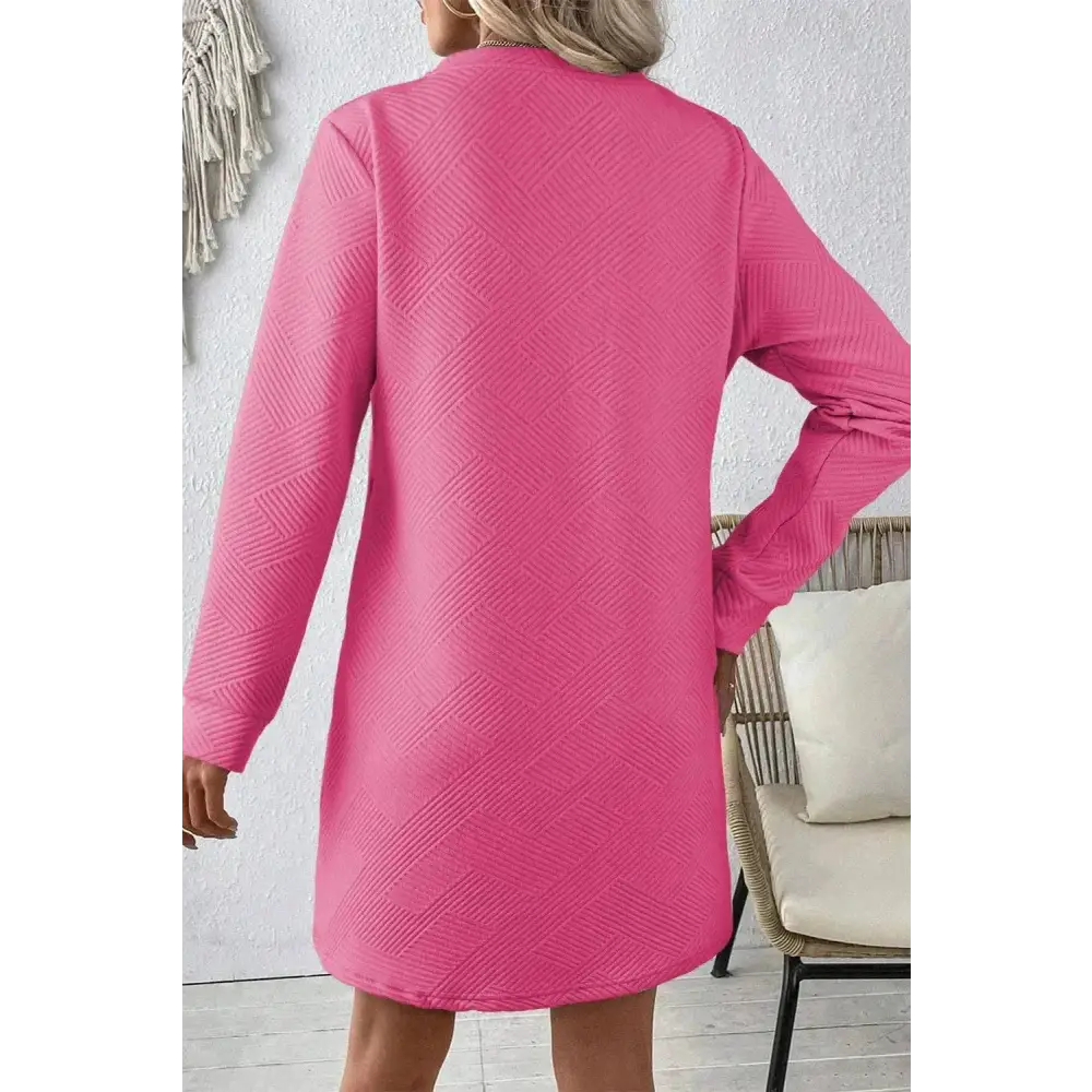 Exquisite textured round neck mini dress in luxury fashion for women $22.70 embrace a classic yet fashionable aesthetic