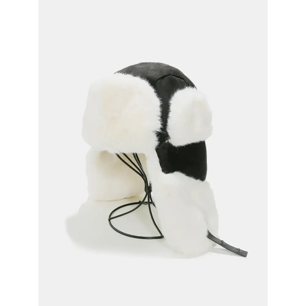 Luxurious thermal fuzzy earmuffs winter hat for exclusive style $23.99 1-piece acrylic, polyester. Faux suede imported