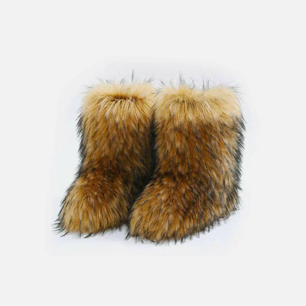 Luxury thermal fuzzy platform boots in timeless designer fashion $68 heel flats elastomer, polyester imported product