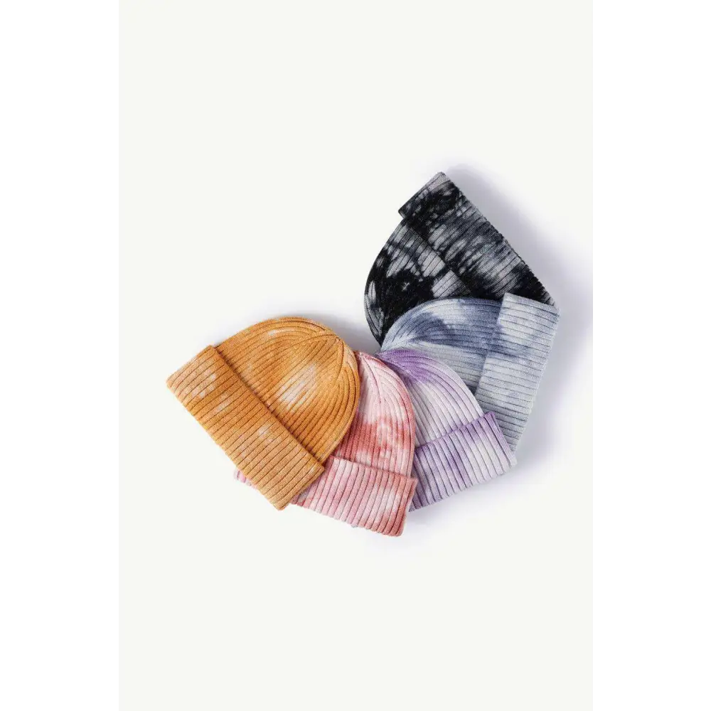 Elevate your look with the luxury fashion tie-dye ribbed beanie $13 picture flat lay, showcasing a stunning view