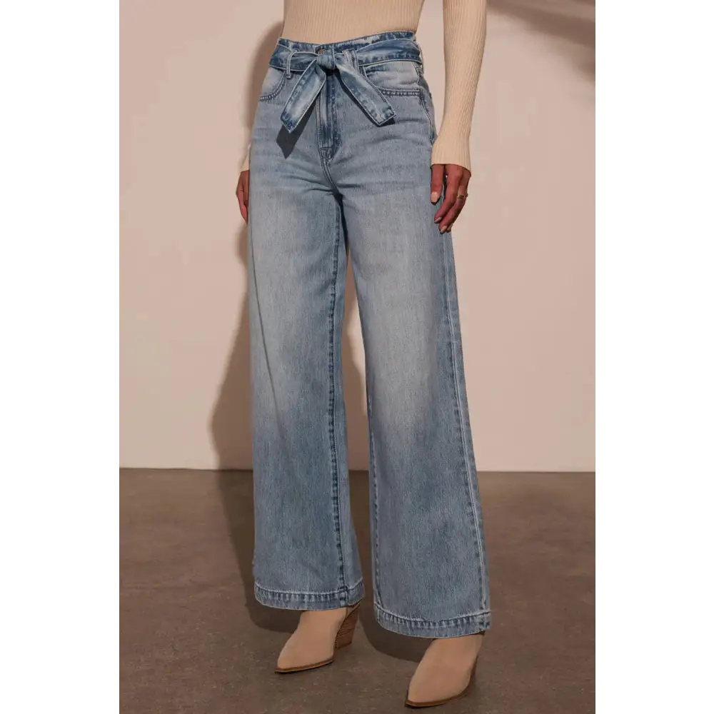 Elevate your wardrobe with luxury fashion for women tied wide leg jeans $31.99 immerse yourself in a classic design