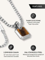 Tiger Eye Square Pendant Necklace - Maven Couture IncSquare Pendant