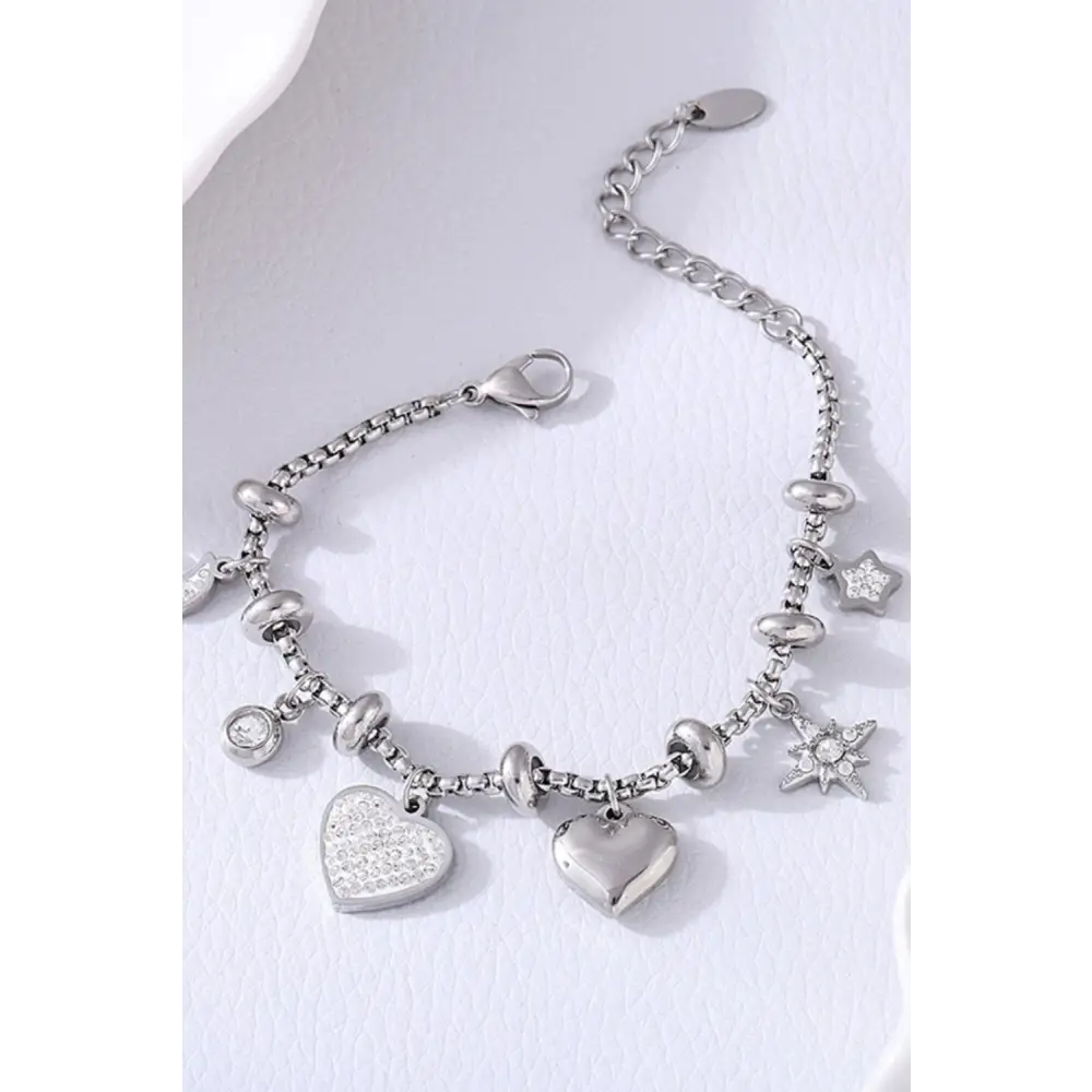 Titanium steel inland zircon heart charm bracelet in luxury fashion for women $12.99 1-piece crafted from exquisite 18k