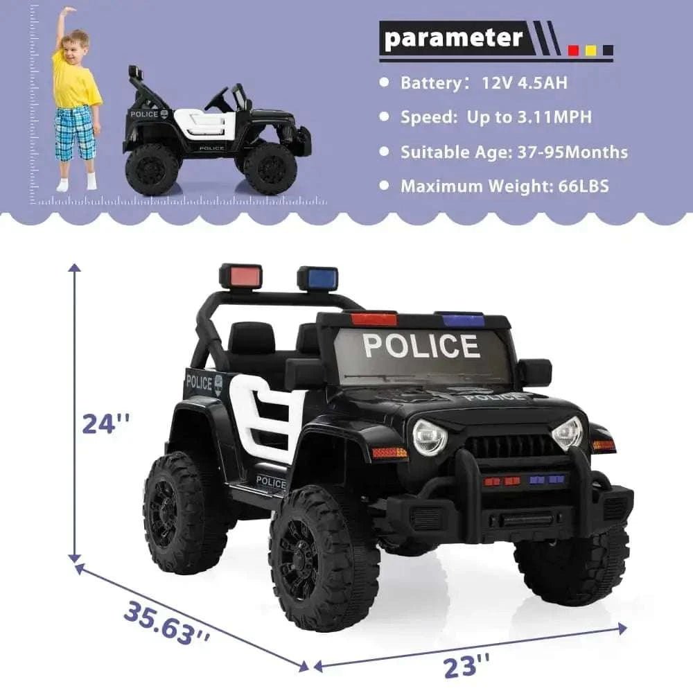 TOBBI 12V 2-Seater Electric Kids Off-Road Police Car - Maven Couture IncElectric Riding Vehicles