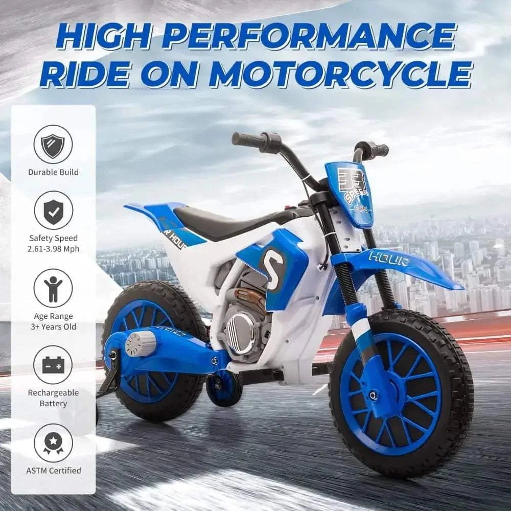 TOBBI 12V Electric Kids Ride-On Dirt Bike with Training Wheels - Maven Couture IncElectric Riding Vehicles