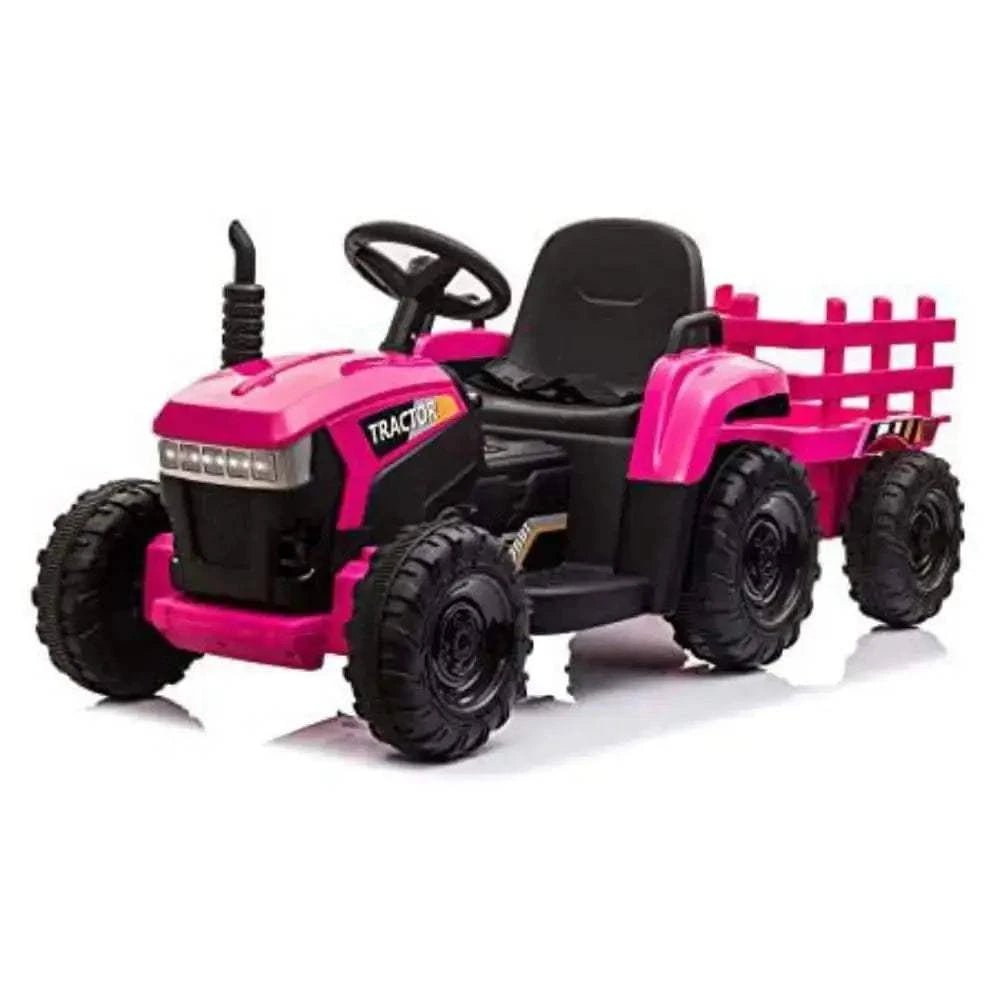 TOBBI 12V Electric Kids Ride-On Tractor with Trailer