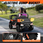 TOBBI 12V Kids Electric Dump Truck Ride-On Car