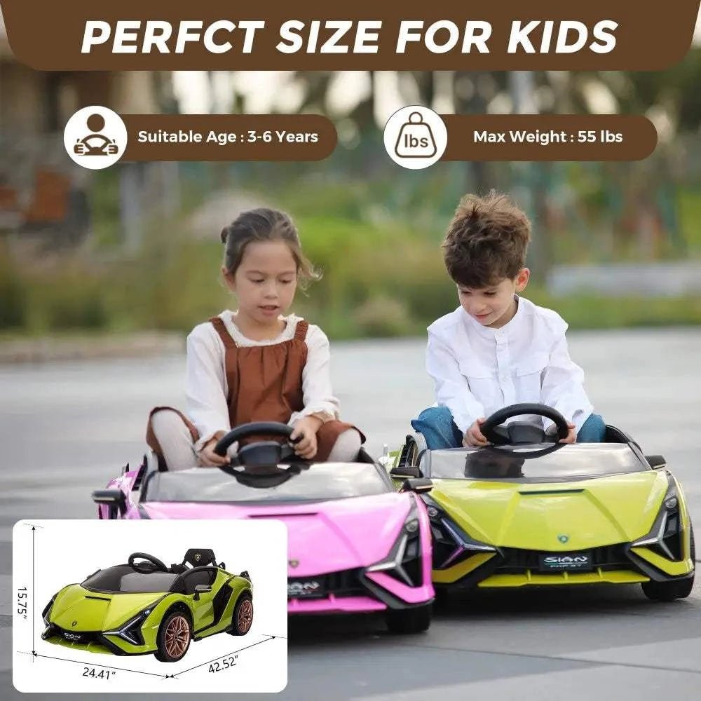 TOBBI 12V Licensed Lamborghini Sian Electric Kids Ride On Car