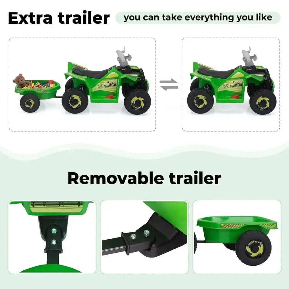 TOBBI 6V Electric Kids Ride-On ATV with Trailer - Maven Couture IncElectric Riding Vehicles
