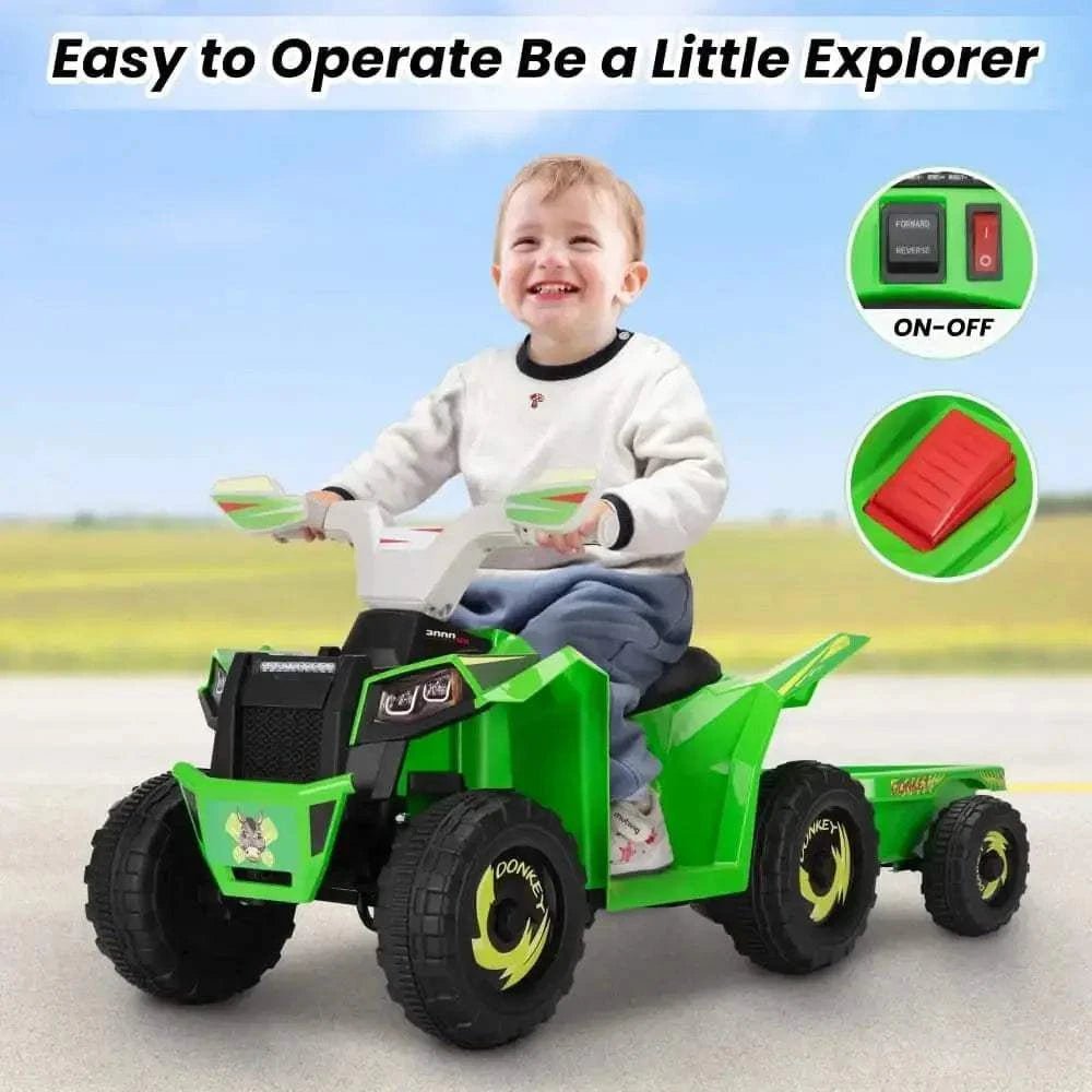 TOBBI 6V Electric Kids Ride-On ATV with Trailer - Maven Couture IncElectric Riding Vehicles