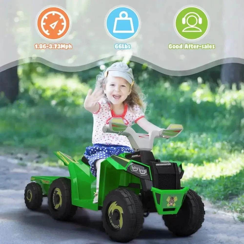 TOBBI 6V Electric Kids Ride-On ATV with Trailer - Maven Couture IncElectric Riding Vehicles