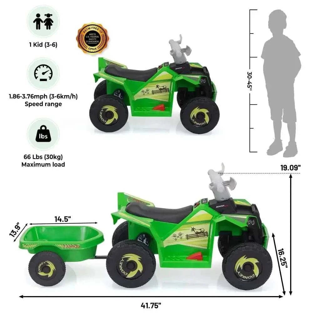 TOBBI 6V Electric Kids Ride-On ATV with Trailer - Maven Couture IncElectric Riding Vehicles