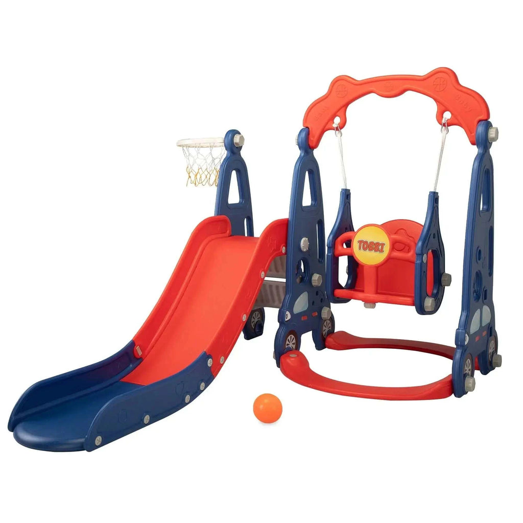 TOBBI & NYEEKOY 3-in-1 Car-Themed Toddler Slide and Swing Set - Maven Couture IncSwing Sets & Playsets