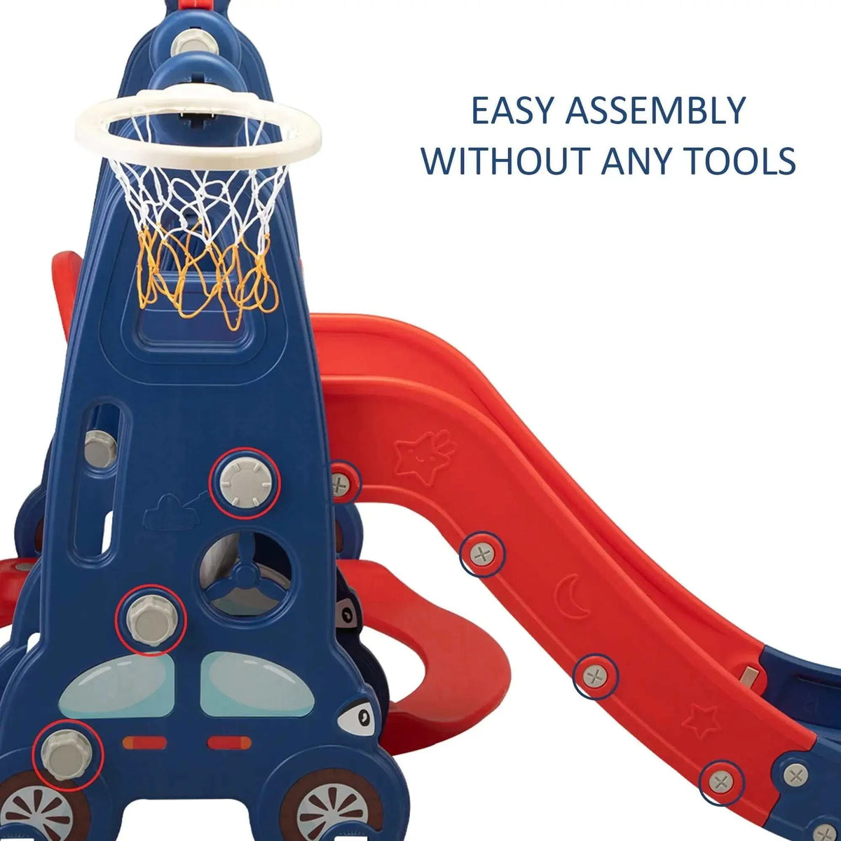 TOBBI & NYEEKOY 3-in-1 Car-Themed Toddler Slide and Swing Set