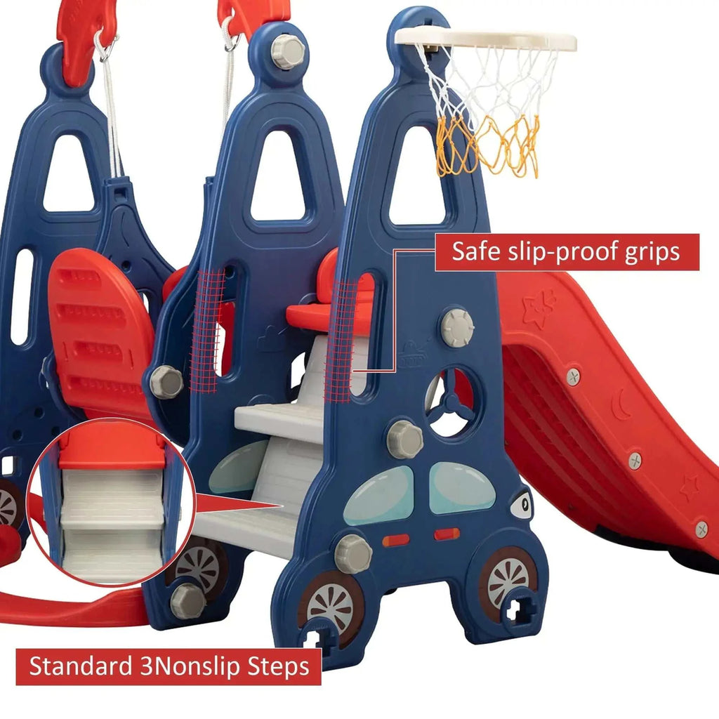 TOBBI & NYEEKOY 3-in-1 Car-Themed Toddler Slide and Swing Set - Maven Couture IncSwing Sets & Playsets