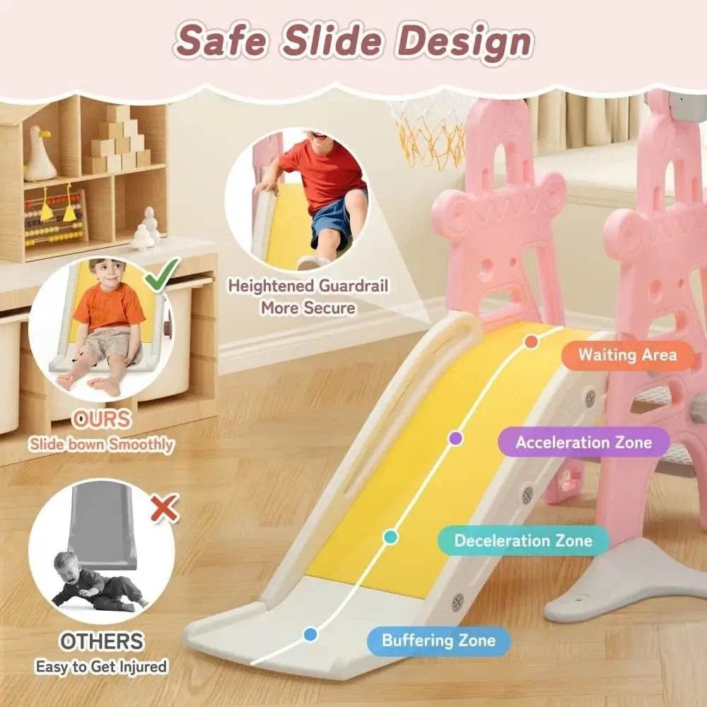 TOBBI & NYEEKOY 4-in-1 Toddler Slide and Swing Playset with Hoop