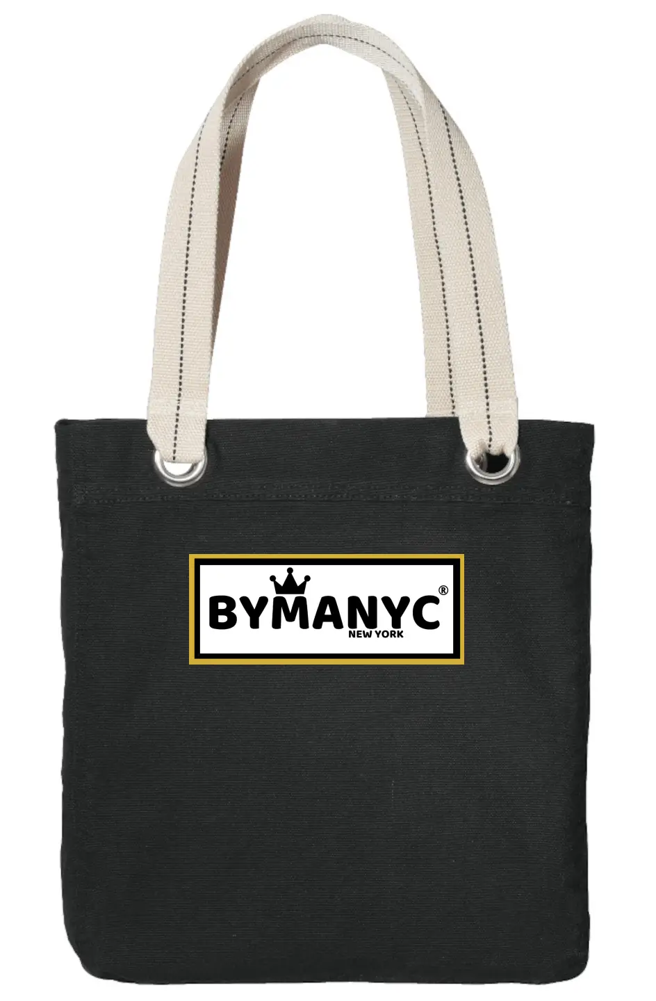 Tote Bag BYMANYC New York Allie Black Premium Garment Washed Canvas Tote Bag
