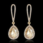 TREAZY Fashion Crystal Earrings gold-tone drop earrings with large teardrop crystals surrounded by smaller crystals