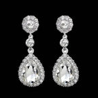 TREAZY Fashion Crystal Earrings silver color bridal drop earrings with clear crystal rhinestones and teardrop design