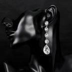 TREAZY Fashion Crystal Earrings silver plated bridal drop earrings with teardrop and round crystal design
