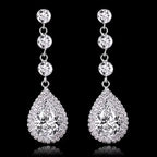TREAZY Fashion Crystal Earrings silver color zinc alloy drop earrings with clear teardrop and round crystals
