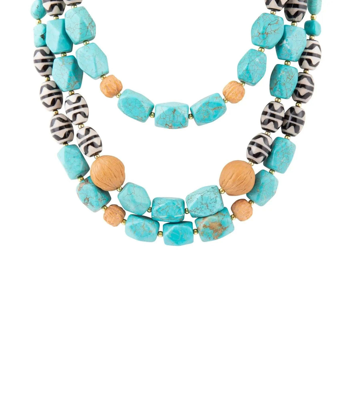 Tulum Blue Magnesite Golden Statement Necklace - Maven Couture IncNecklace
