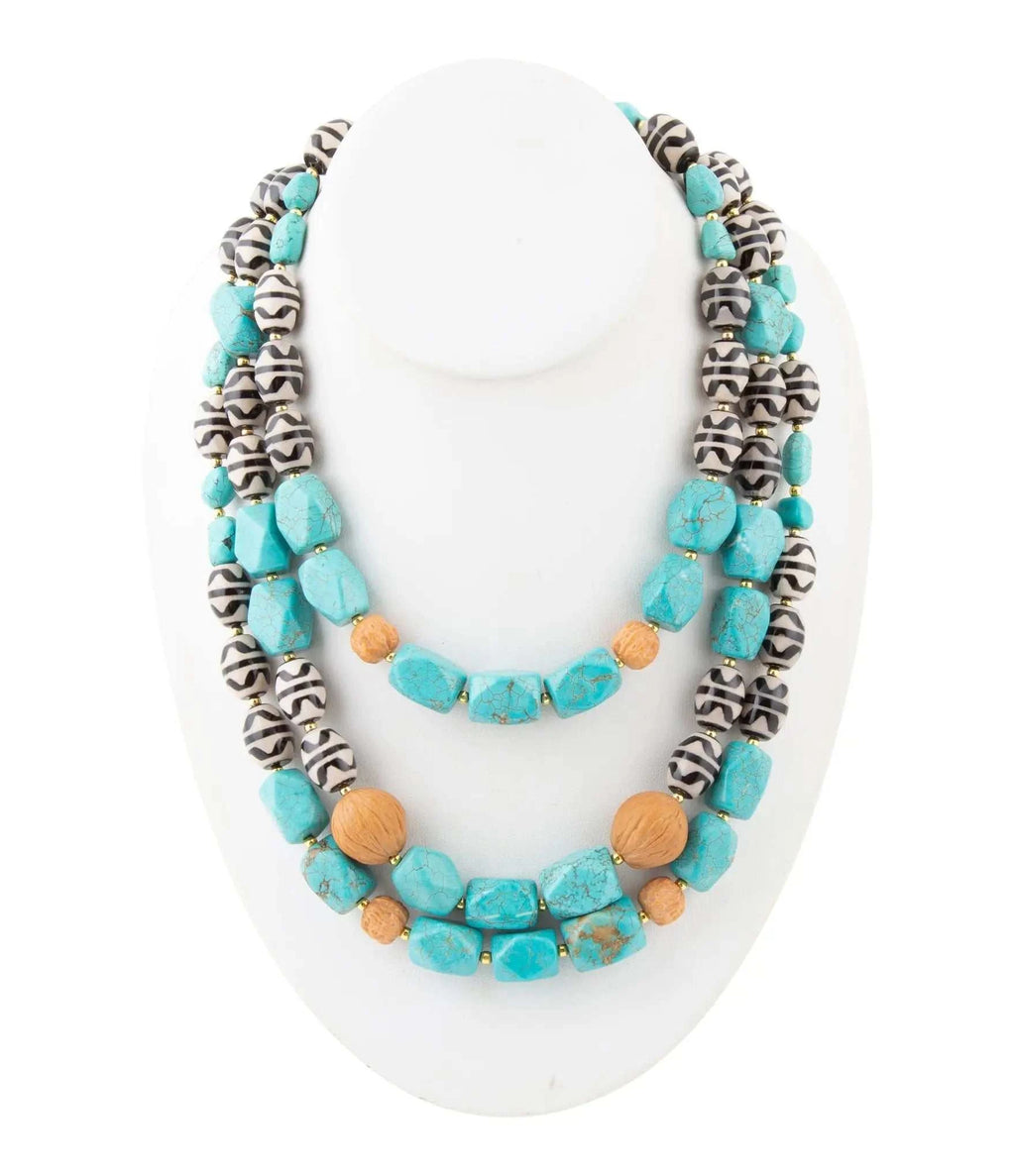 Tulum Blue Magnesite Golden Statement Necklace - Maven Couture IncNecklace