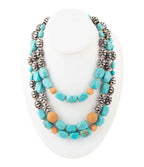 Tulum Blue Magnesite Golden Statement Necklace - Maven Couture IncNecklace