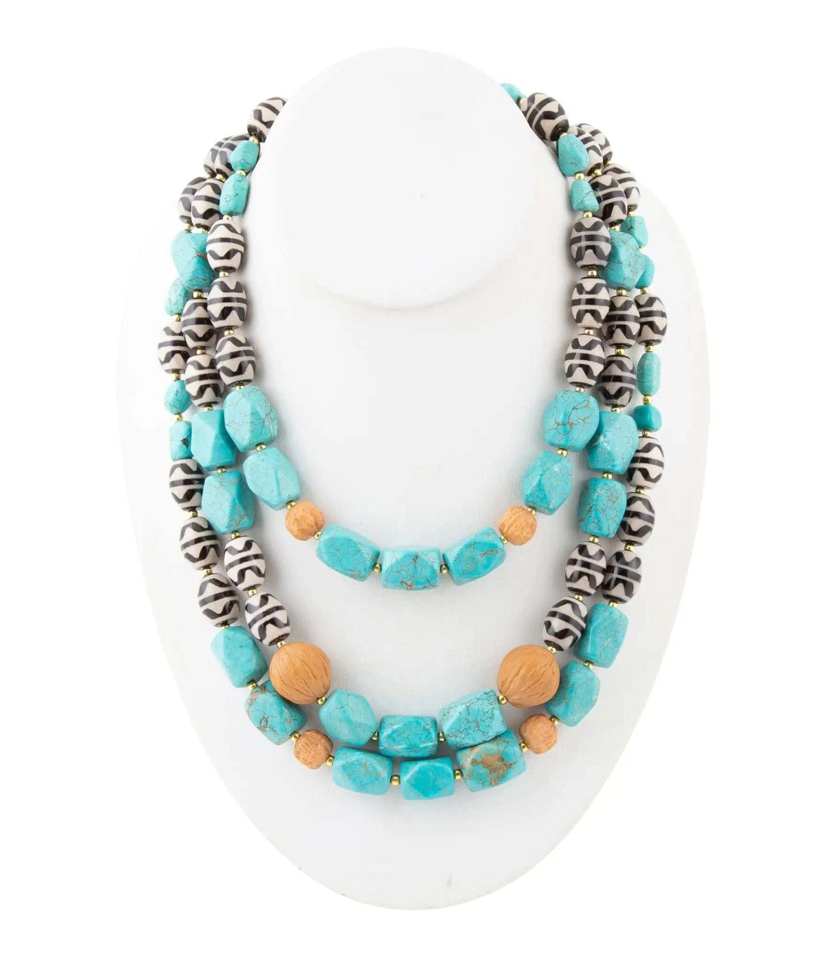 Tulum Blue Magnesite Golden Statement Necklace - Maven Couture IncNecklace