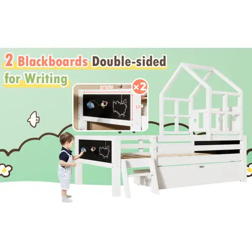 Twin size house bed with chic blackboards and storage innovation $399.99 specification product information item