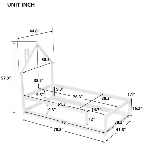 Charming twin size bed with house-shaped headboard for stylish safety $179.99 specification product information item