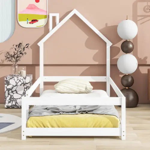 Charming twin size bed with house-shaped headboard for stylish safety $179.99 specification product information item