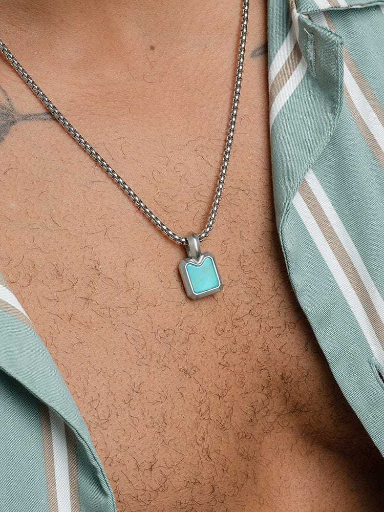 Turquoise Square Pendant Necklace - Maven Couture IncSquare Pendant