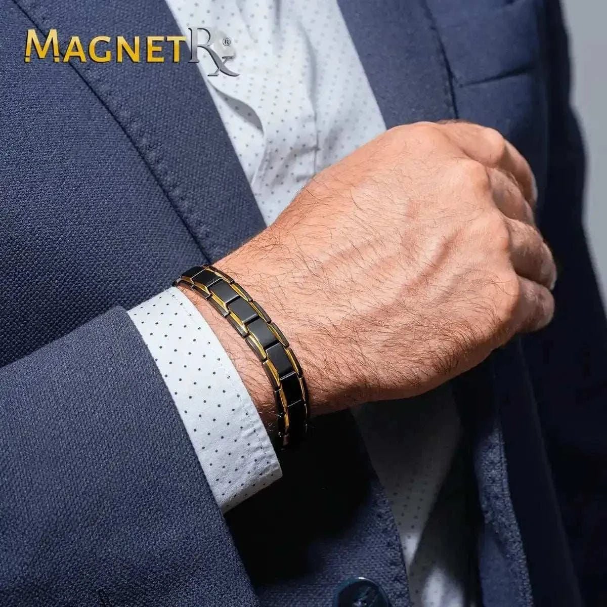 Ultra Strength Black & Gold Trim Magnetic Therapy Bracelet - Maven Couture IncBracelet