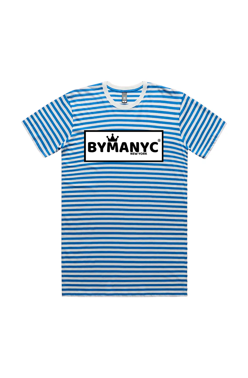 Unisex T Shirt BYMANYC New York New Collection NYC Natural Mid Blue Stripe Tee