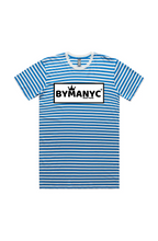 Unisex T Shirt BYMANYC New York New Collection NYC Natural Mid Blue Stripe Tee